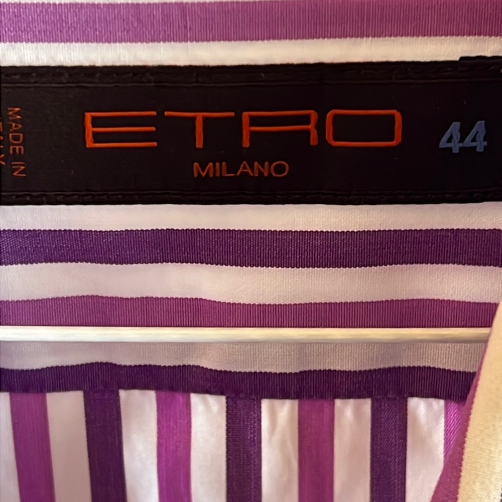 Men’s Etro button down.  Purple stripes.  Excellent used condition.